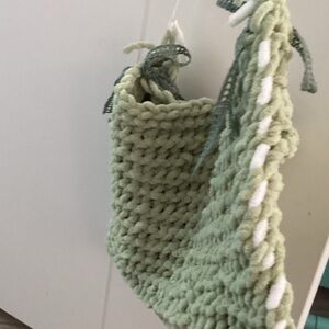 Handmade Chunky Knit Sage Green Crossbody Bag